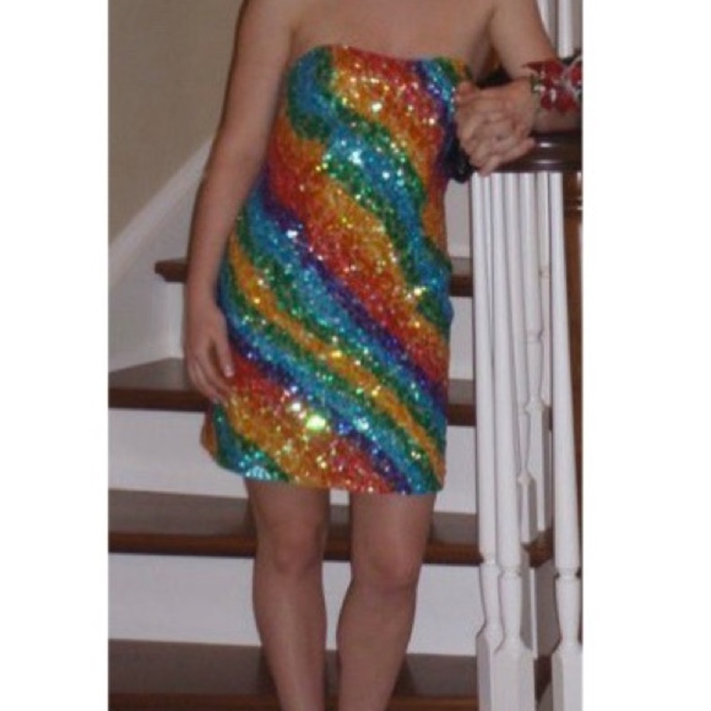 GiGi Rainbow Sequence Prom Dress